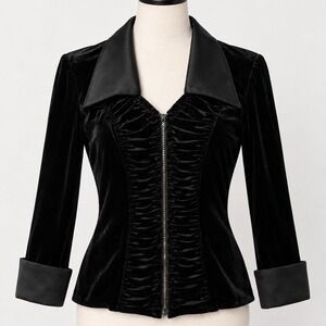 Vintage Victor Costa Black Velvet Rhinestone Jacket 4 90s Glam Goth